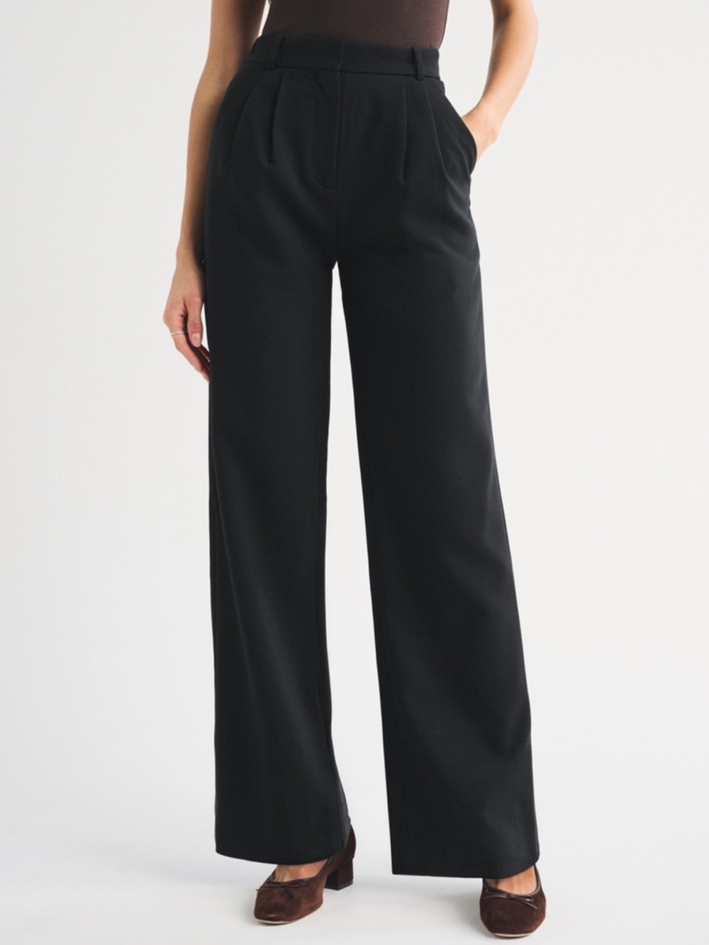Abercrombie & Fitch Sloane Tailored Wide Leg Pants in Black Size 26